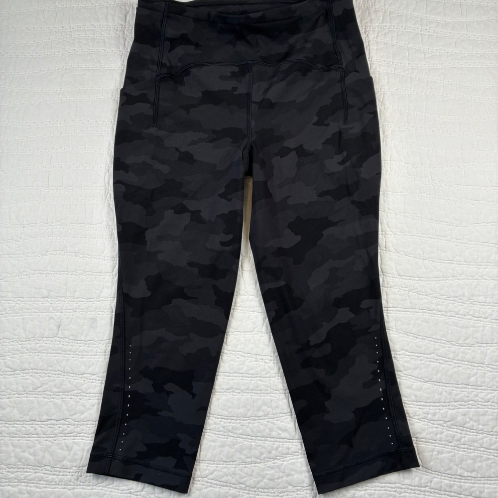 Lululemon Swift Speed HR Crop 21" Sz 10 Camo Heritage Deep Coal Multi LW6BJES